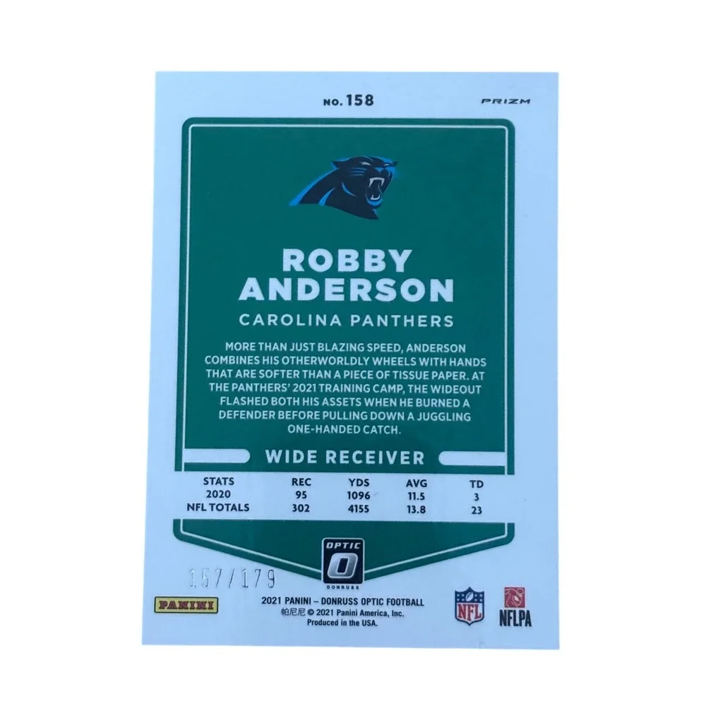 Panini Donruss Optic Robby Anderson Blue Prizm /179 Panthers Card 158 NFL 2021